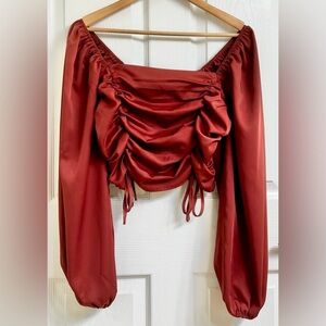LIKE NEW! Arula / Altr’d State Corset Blouse Long Sleeve Rose Pink Crop Top